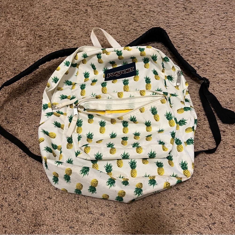 Jansport White Pineapple Pattern Backpack - image 1